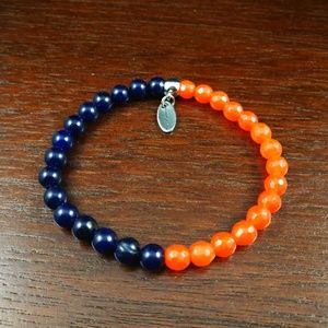 Handmade Orange & Blue Jade Gemstone Bracelet